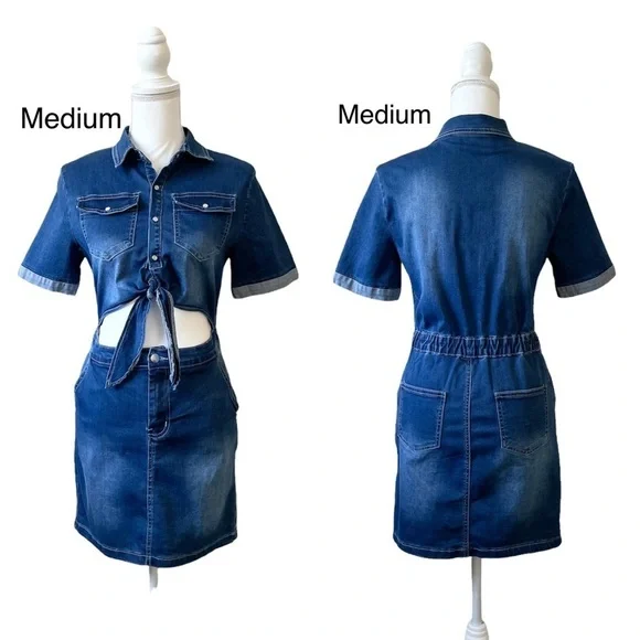 Windsor Blue Stretch Denim One-Piece Cut-Out Dress Women’s various sizes - Picture 10 of 16